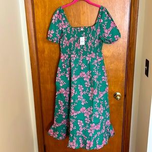 J. Crew Factory Floral Smocked Midi Dress